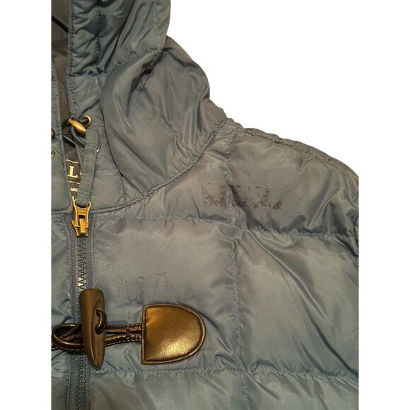 LL Bean Downtek Women L PET Hooded Puffer Jacket Blue Toggle GORPCORE Hiking - Picture 10 of 13